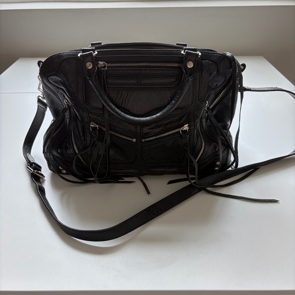 Rebecca Minkoff Black Leather Zipper Satchel Bag - Picture 2 of 7